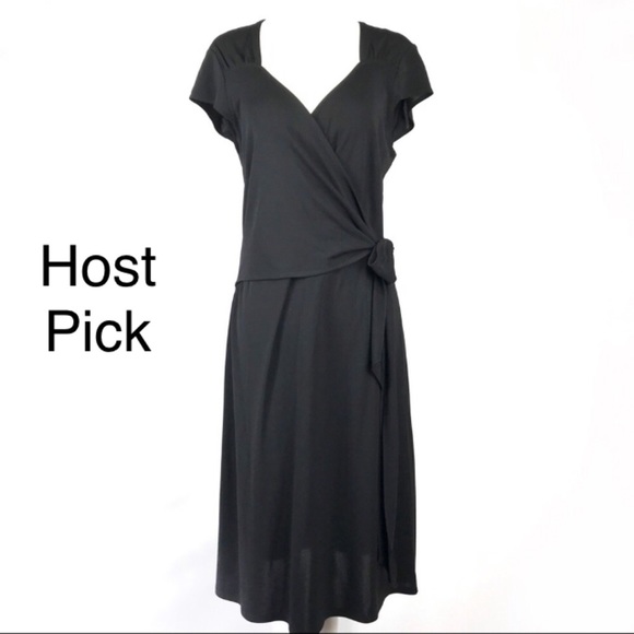 LOFT Dresses & Skirts - LOFT black wrap front dress sz 14